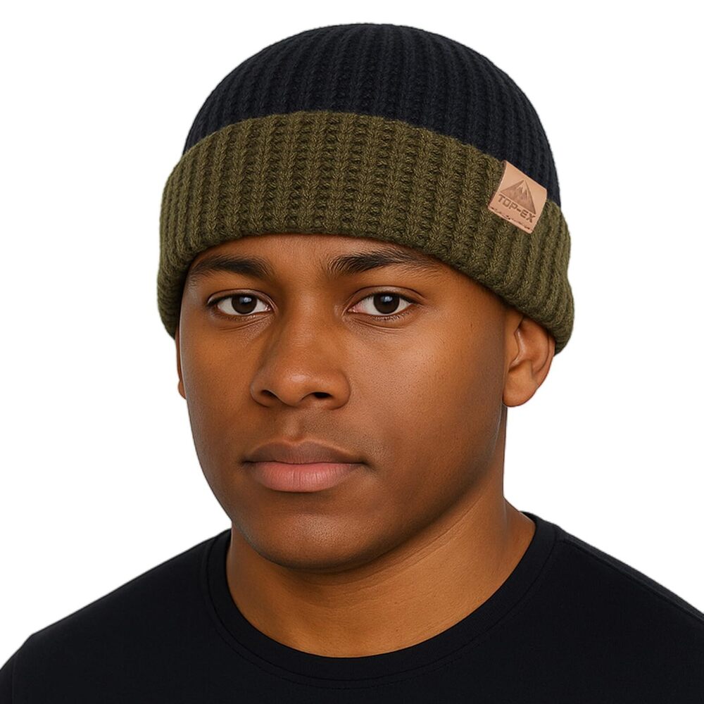 9266 80% Merino Wool Waffle Knit Fisherman Beanie Watch Cap Dual-Layer 2